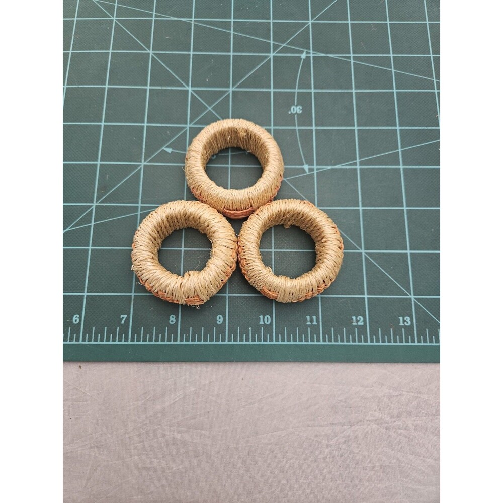 Jute Woven Natural Napkin Rings Lot of 3